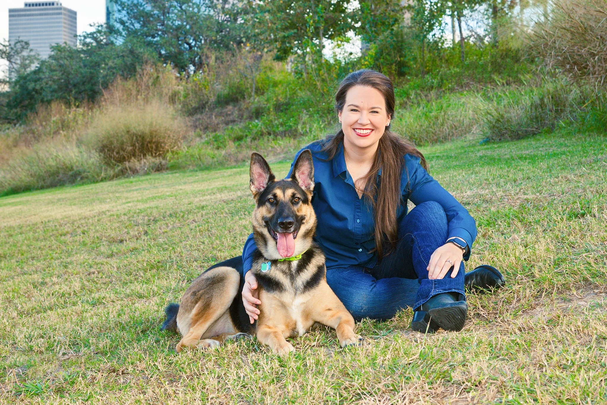 Kathryn Herod with her GHGSDR rescue dog, Olive